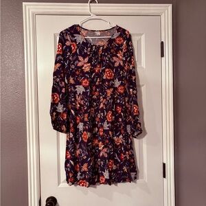 Old Navy Blue Floral Casual Sundress with Bishop Sleeves